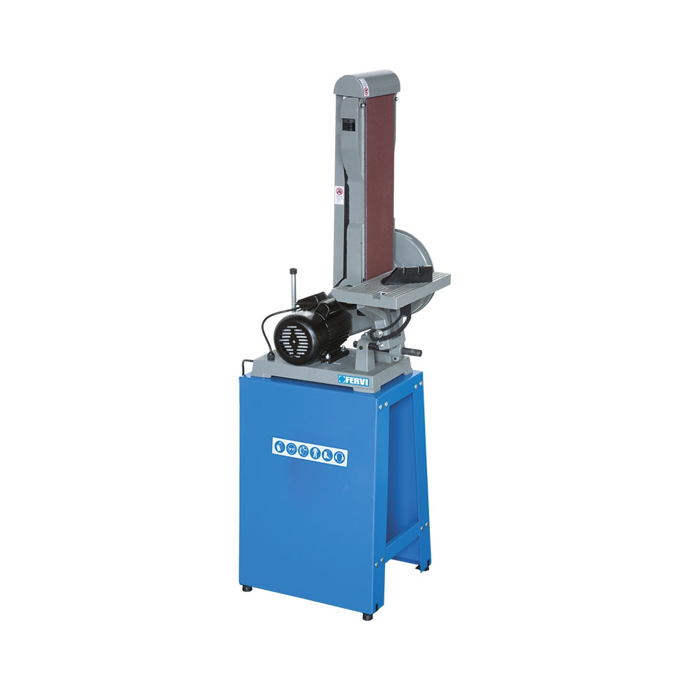 Levigatrice a nastro inclinabile con banco FERVI 0662 con dimensioni nastro 1219 x 152 mm e diametro disco Ø 230 mm -2