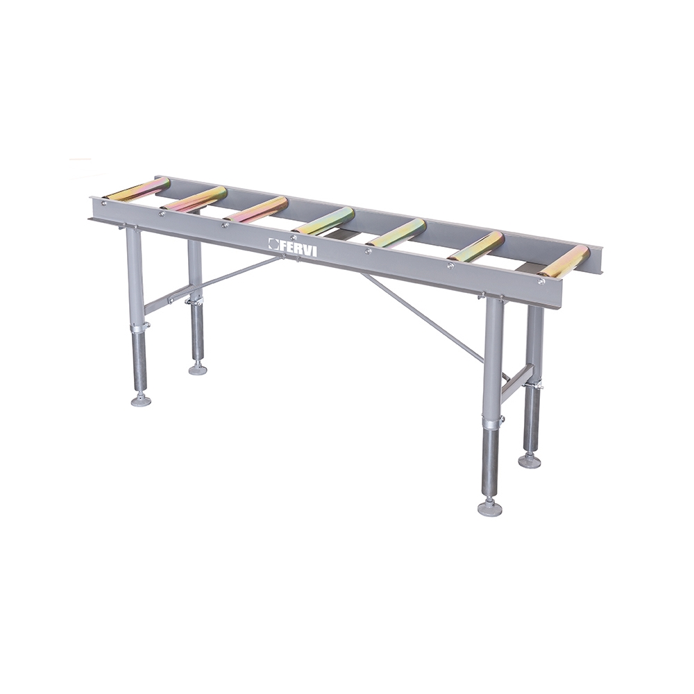 Rulliera regolabile in altezza FERVI R001/07 con portata max 400 kg, altezza 590 / 1050 mm e dimensioni 2000 x 450 mm -2