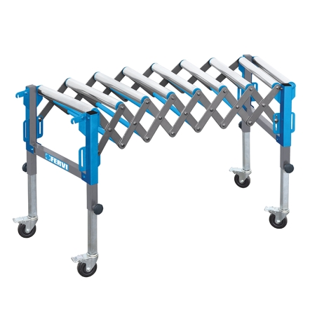 Rulliera a pantografo FERVI R003/09 con portata 130 kg, altezza 610 ÷ 950 mm e dimensioni rulli Ø 50 x 485 mm -2