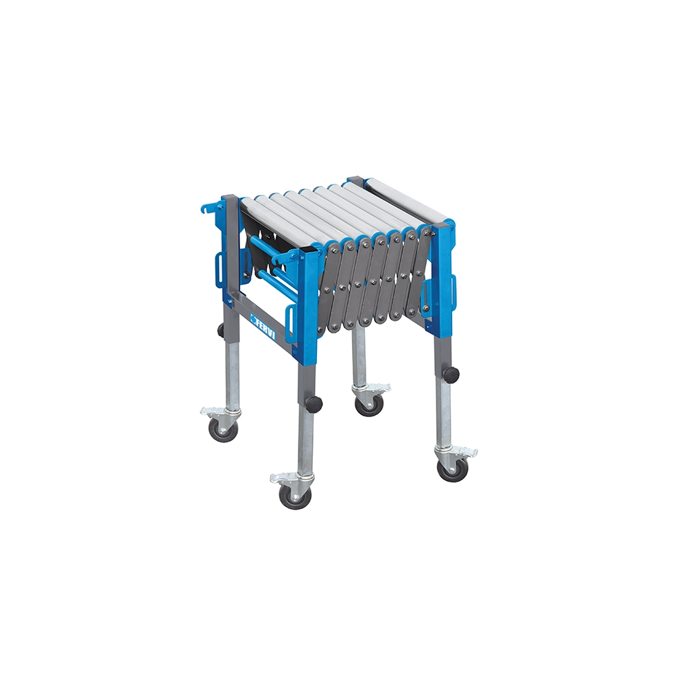 Rulliera a pantografo FERVI R003/09 con portata 130 kg, altezza 610 ÷ 950 mm e dimensioni rulli Ø 50 x 485 mm -3