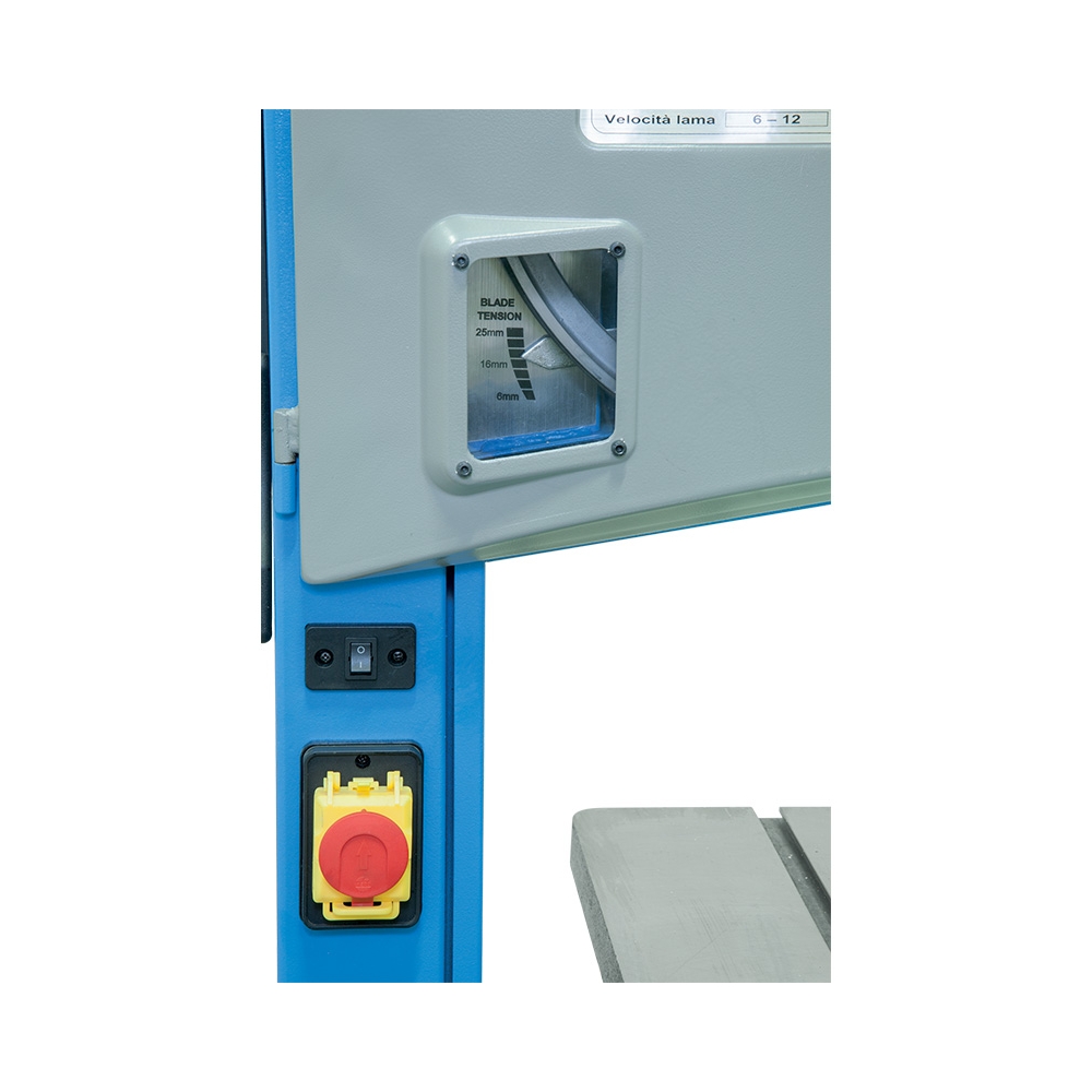 Sega a nastro per legno FERVI 0509/245 con capacità di taglio 245 x 100 mm, velocità 6,7 ÷ 13,3 m/s e volano Ø 254 mm -3