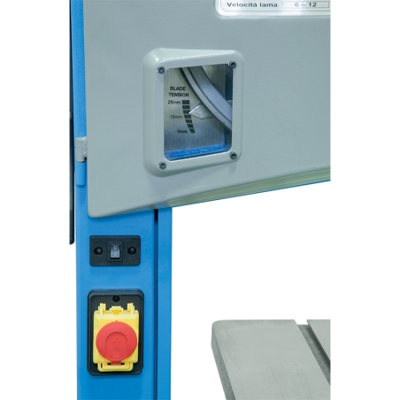 Sega a nastro per legno FERVI 0509/245 con capacità di taglio 245 x 100 mm, velocità 6,7 ÷ 13,3 m/s e volano Ø 254 mm -3