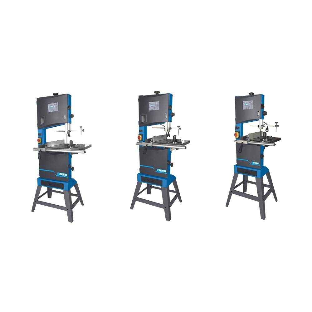 Sega a nastro per legno FERVI 0509/340 con capacità di taglio 340 x 225 mm, velocità 6 ÷ 12 m/s e volano Ø 347 mm -2