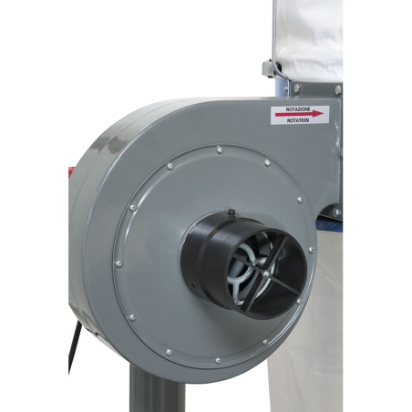 Aspiratore per trucioli carrellato FERVI 0756 con capacità filtrante 5 micron, motore 2950 rpm e portata d’aria 850 m³/h -2