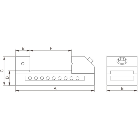 Morsa di precisione FERVI M012/080 con apertura 110 mm, altezza ganascia 35 mm e dimensioni 73 x 190 x 67h mm -2