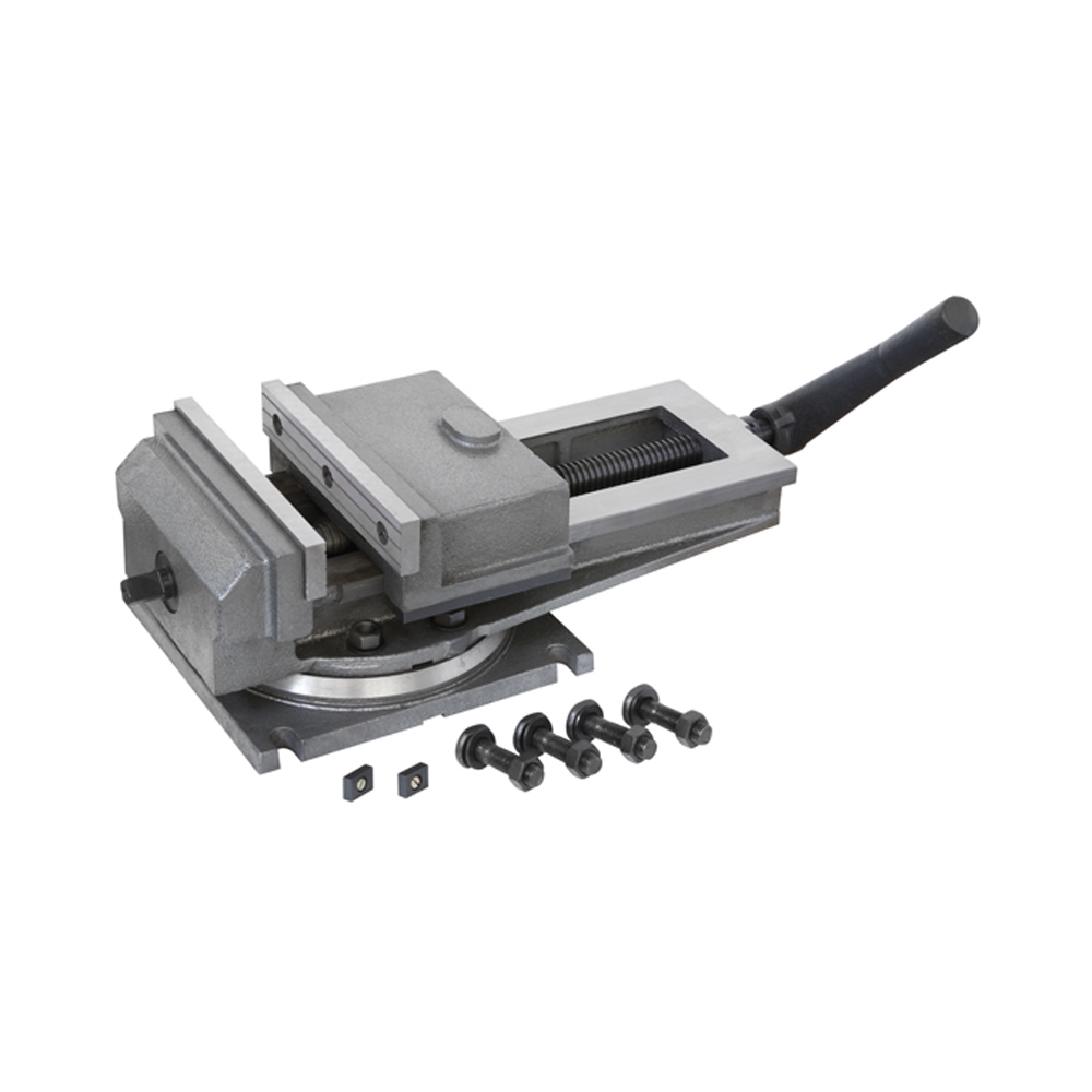 Morsa a macchina con base girevole 360° FERVI M024/250 con apertura 320 mm, ganasce 250 x 45 mm e dimensioni 612 x 280 x 186h mm