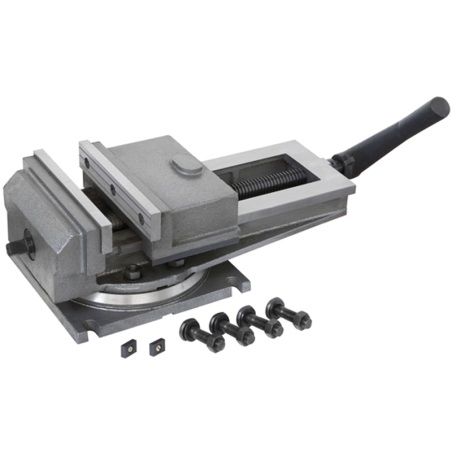 Morsa a macchina con base girevole 360° FERVI M024/250 con apertura 320 mm, ganasce 250 x 45 mm e dimensioni 612 x 280 x 186h mm