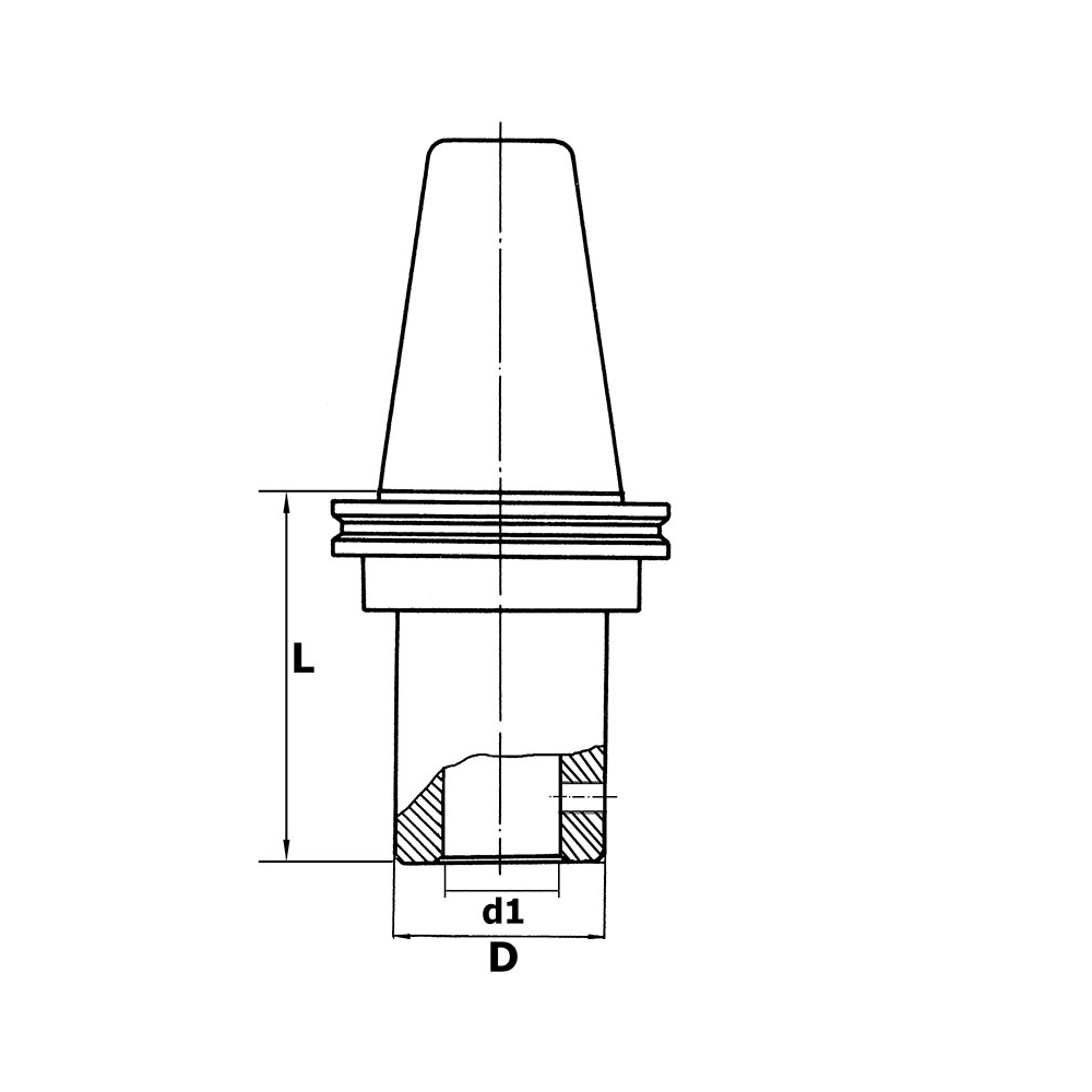 Mandrino porta frese tipo weldon FERVI 4/16A40 con iso 40 e d1 - h6 16 mm -2
