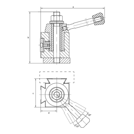 Torretta a cambio rapido FERVI T0AA con altezza utile 56 mm, altezza utensile 14 mm e lunghezza 57 mm -2