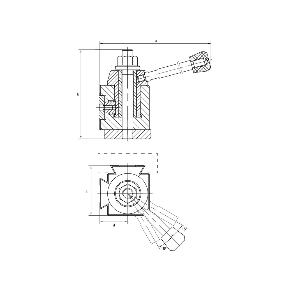 Torretta a cambio rapido FERVI T0AB con altezza utile 76 mm, altezza utensile 20 mm e lunghezza 95 mm -2