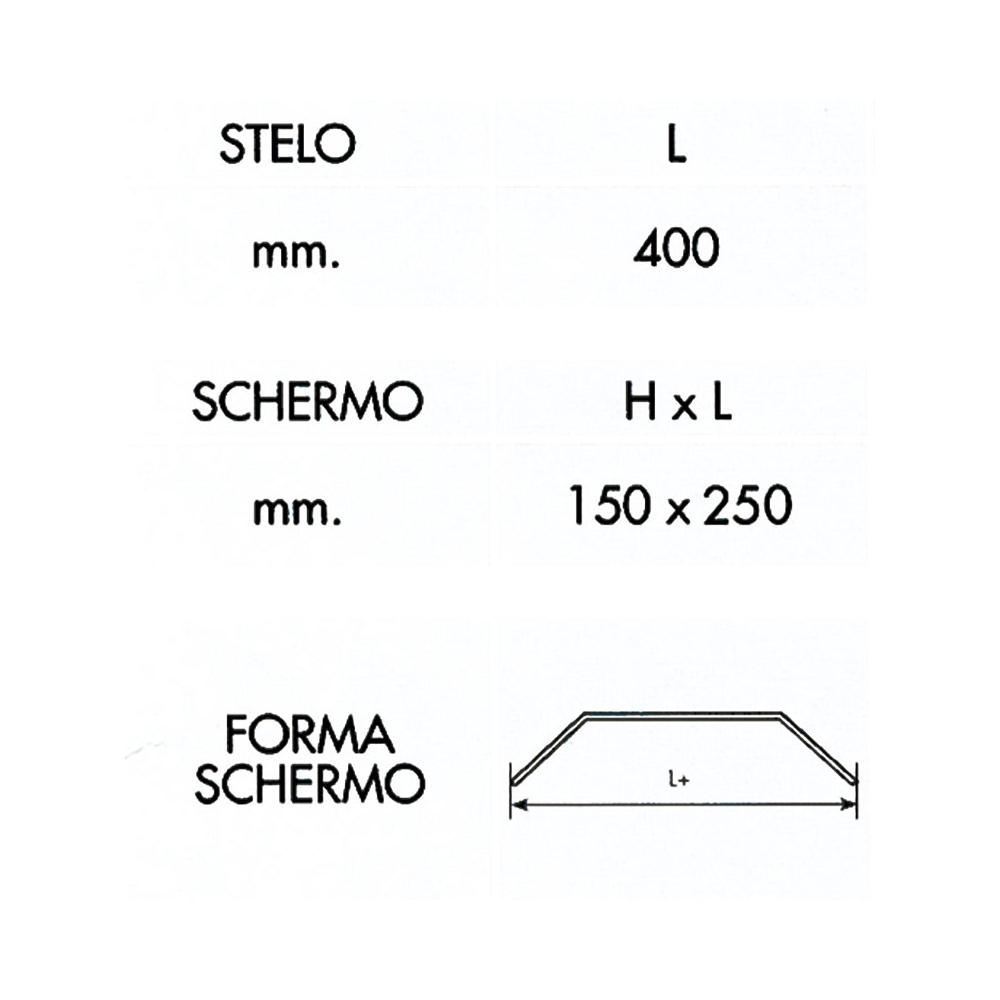 Protezione antinfortunistica per macchine utensili FERVI P100/250 con asta 400 mm e schermo 150 x 230 H x L mm -2