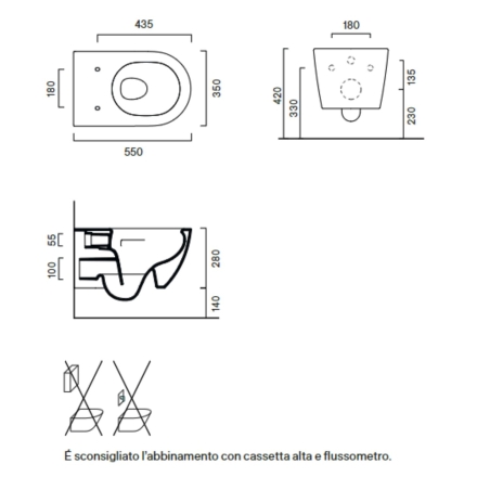 Wc sospeso 55x35 Sfera 55 Catalano bianco lucido UP-FIX -3