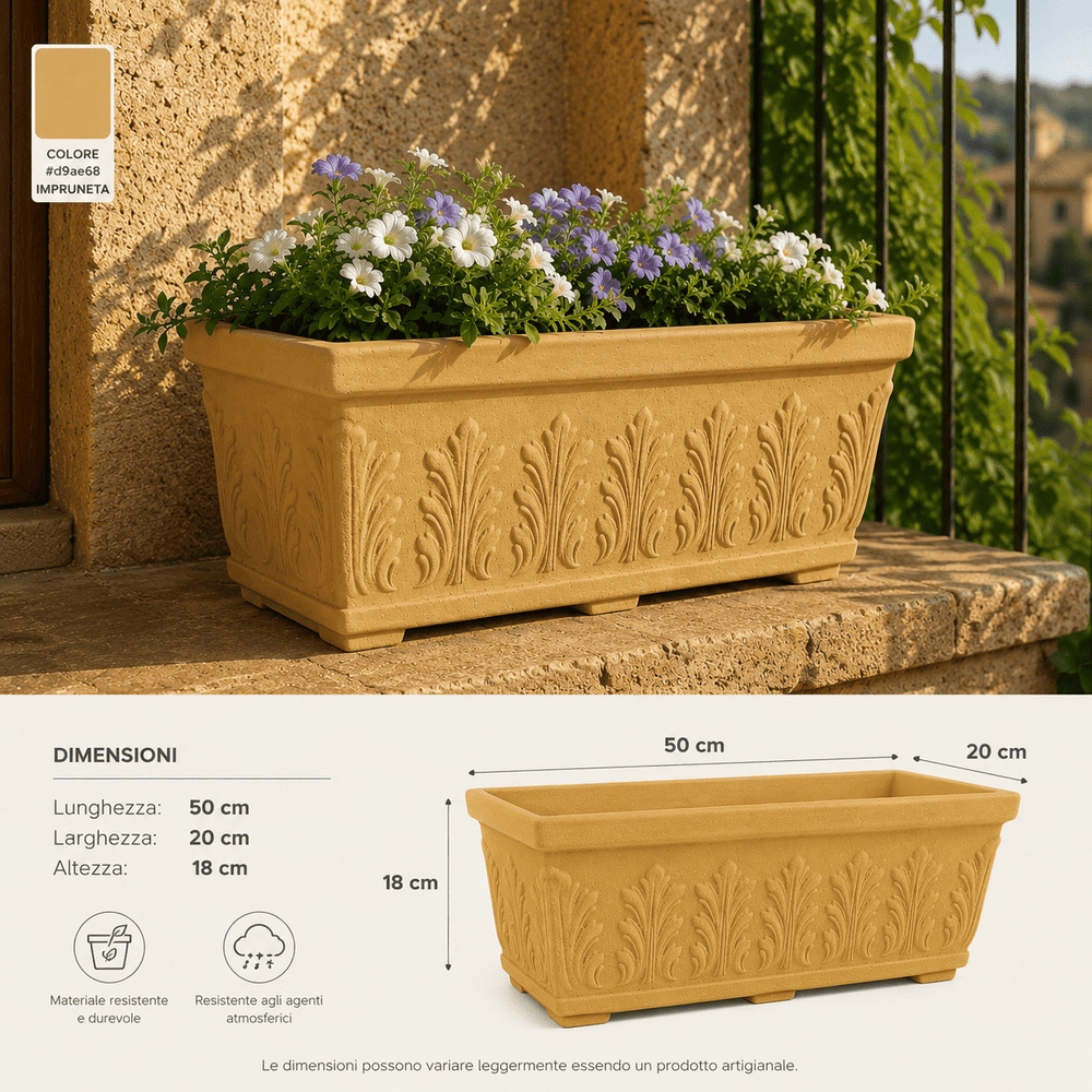 Balconiera 50x20cm polietilene Foglia 50 Rome MonacisMONACIS
