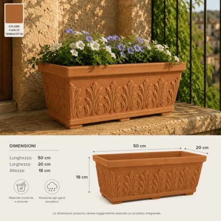 Balconiera 50x20cm polietilene Foglia 50 Rome MonacisMONACIS