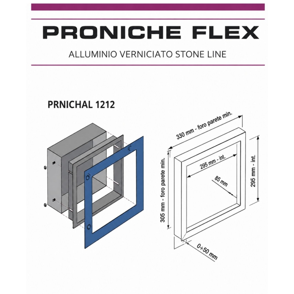Nicchia a Scomparsa 295x295 mm 1212 SL01 Stone White Progress Profiles -3
