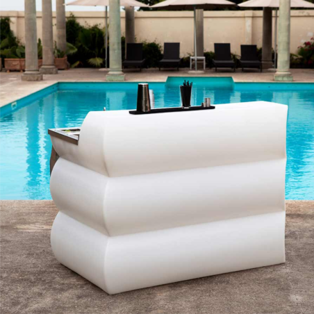Bancone lounge bar in polietilene bianco CON WORKSTATION 145cm Kloris -1