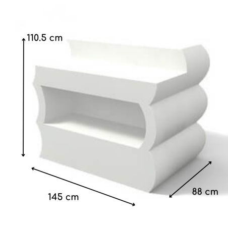 Bancone lounge bar in polietilene bianco CON WORKSTATION 145cm Kloris -4