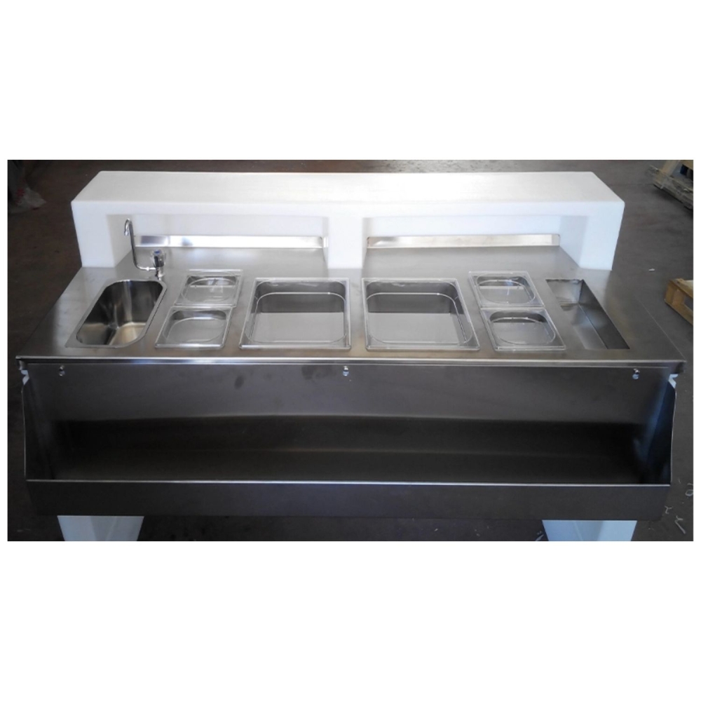 Bancone lounge bar in polietilene bianco CON WORKSTATION 145cm Kloris -6