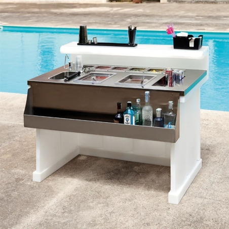 Bancone lounge bar in polietilene bianco CON WORKSTATION 145cm Kloris -2