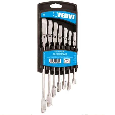 FERVI Serie 7 Chiavi Combinate a Cricchetto Snodato 8-19mm -1