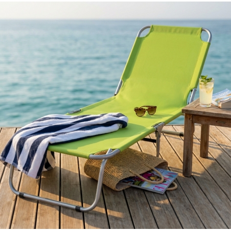 Brandina da spiaggia alessia in alluminio con tessuto oxford 600d verde 187x58x24 cm