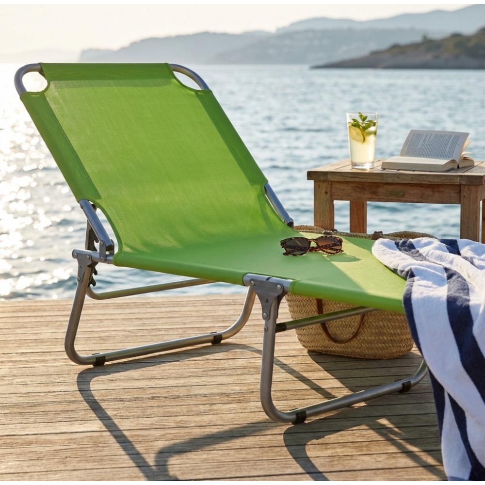 Brandina da spiaggia alessia in alluminio con tessuto oxford 600d verde 187x58x24 cm
