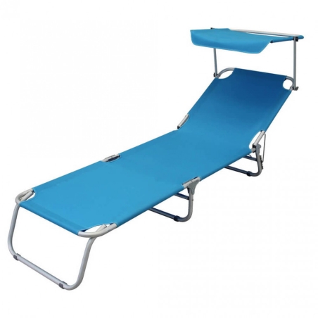 Brandina da spiaggia alessia con tettuccio in alluminio e tessuto oxford azzurro 188x58x24 cm