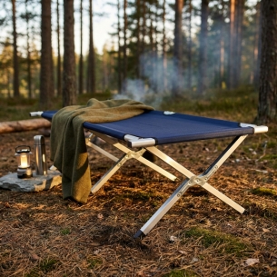 Branda da spiaggia emergency in alluminio con tessuto oxford 600d blu 190x64x42 cm