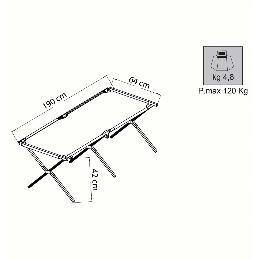 Branda da spiaggia emergency in alluminio con tessuto oxford 600d blu 190x64x42 cm