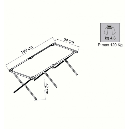 Branda da spiaggia emergency in alluminio con tessuto oxford 600d blu 190x64x42 cm