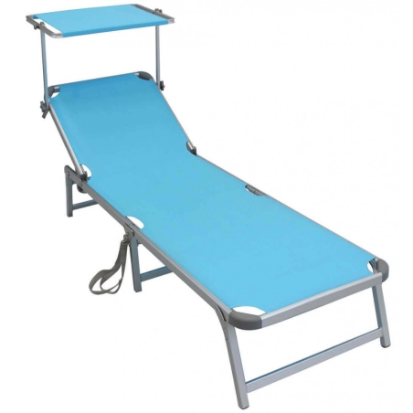 Brandina da spiaggia riccione in alluminio con tessuto textilene azzurro 188x59x30 cm -1