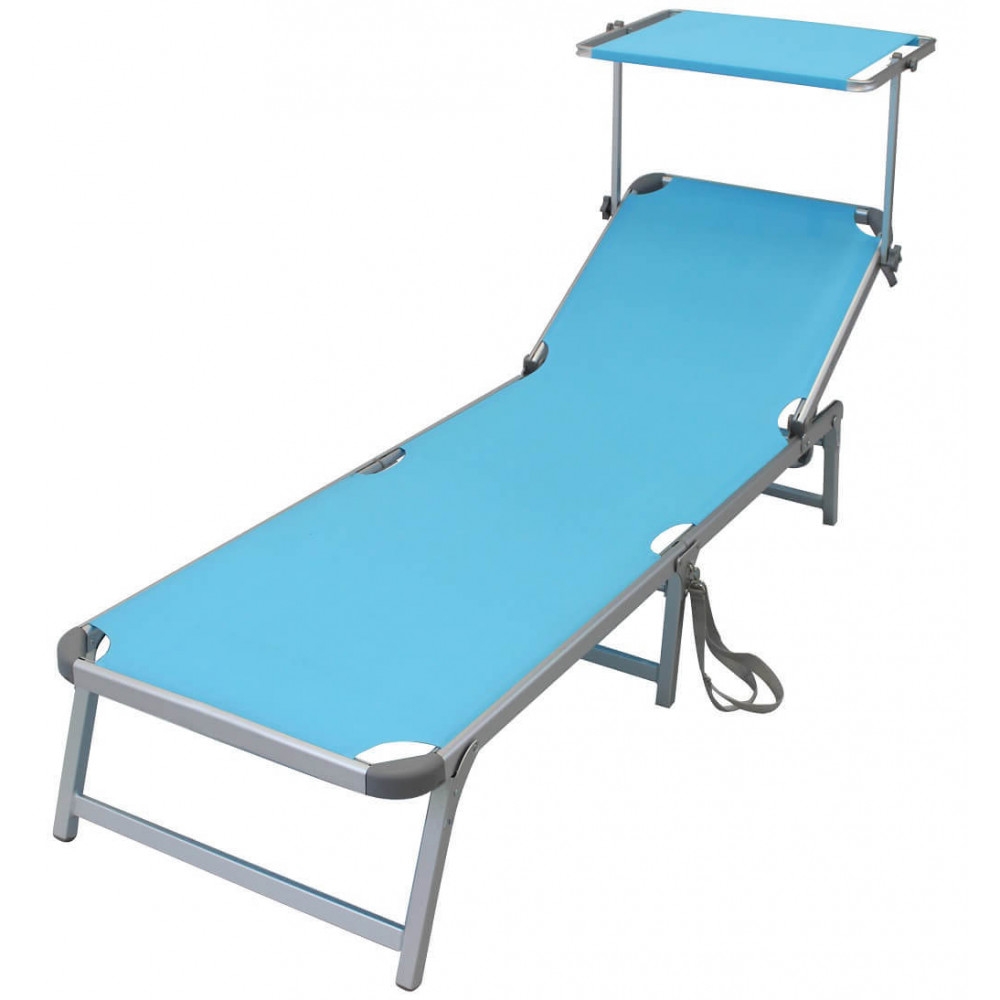 Brandina da spiaggia riccione in alluminio con tessuto textilene azzurro 188x59x30 cm -2