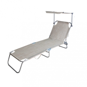 Brandina da spiaggia rimini con tettuccio in metallo e tessuto textilene beige