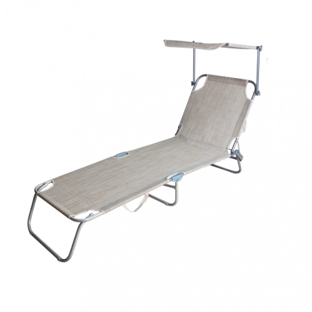 Brandina da spiaggia rimini con tettuccio in metallo e tessuto textilene beige