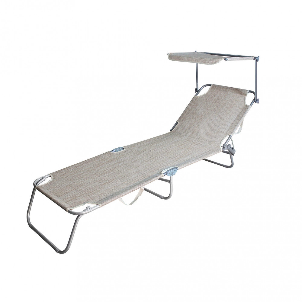 Brandina da spiaggia rimini con tettuccio in metallo e tessuto textilene beige