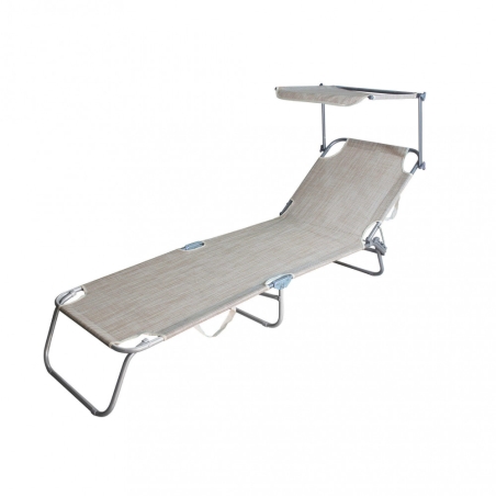 Brandina da spiaggia rimini con tettuccio in metallo e tessuto textilene beige
