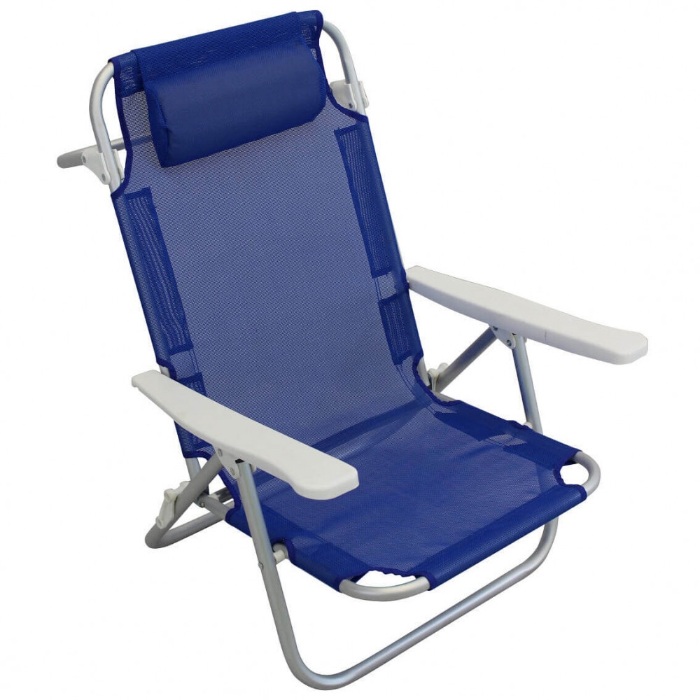 Spiaggina joy regolabile con braccioli in alluminio con tessuto textilene blu 53x62x77 cmEDENYA