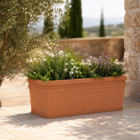 Fioriera rettangolare 80x40cm in polietilene liscia Rome Monacis -7