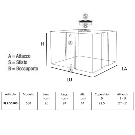 Serbatoio polietilene 500 litri parallelepipedo orizzontale -10