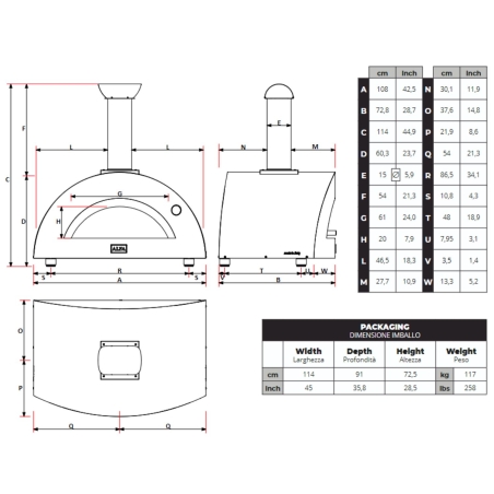 Forno a LEGNA 3 pizze Rosso Antico ALFA REFRATTARI Moderno -5