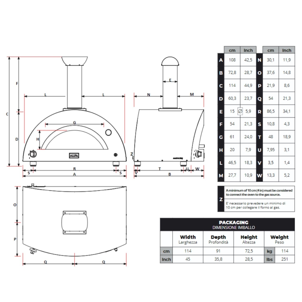 Forno a GAS GPL 3 pizze Grigio Ardesia ALFA REFRATTARI Moderno -3