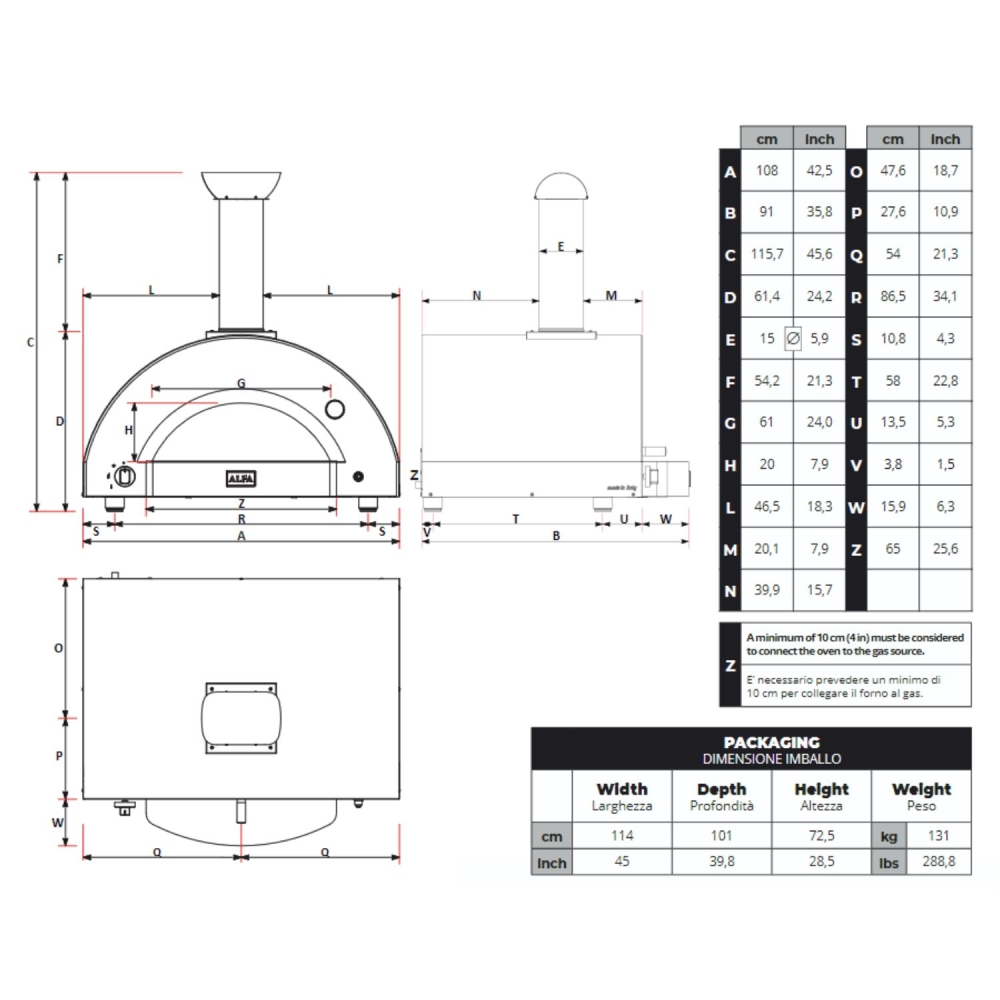 Forno a GAS GPL 4 pizze Grigio Ardesia ALFA REFRATTARI Classico -2