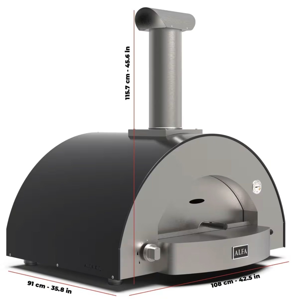 Forno a GAS GPL 4 pizze Grigio Ardesia ALFA REFRATTARI Classico -4