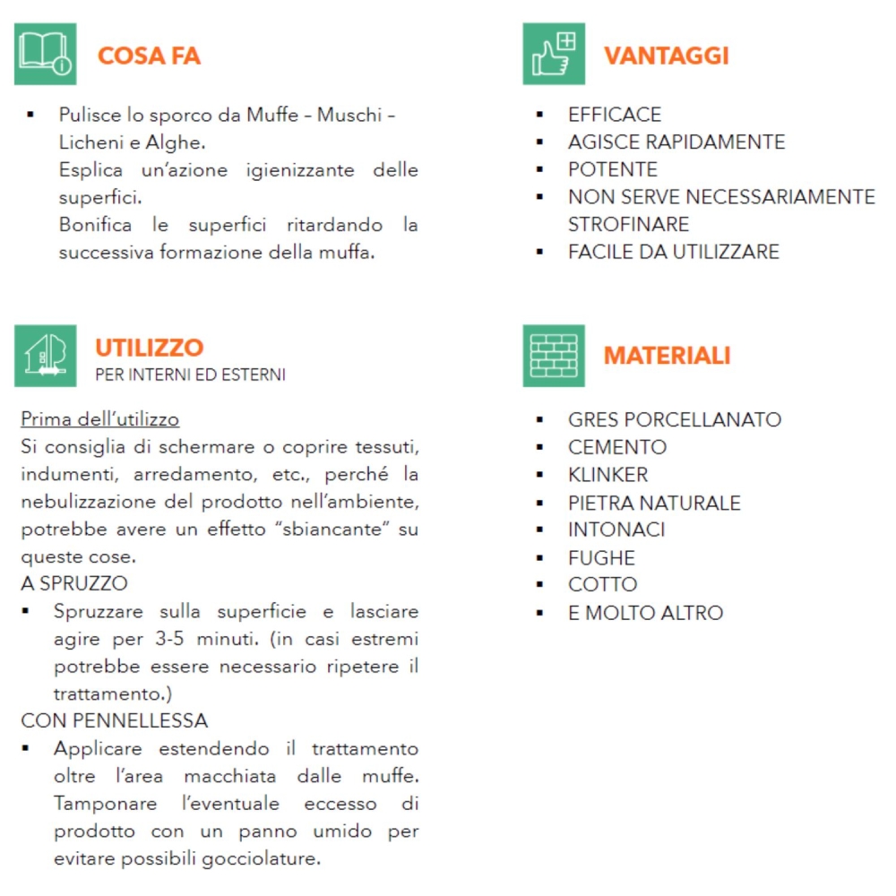 Pulitore per muffa muschi alghe e licheni Faren MUFFYXID 500ml -2