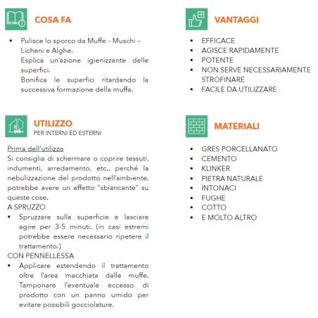 Pulitore per muffa muschi alghe e licheni Faren MUFFYXID 500ml -2