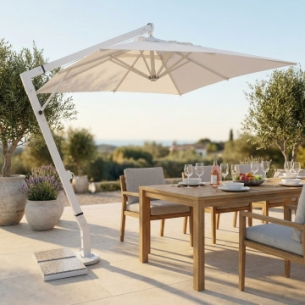 Ombrellone palo bianco laterale 3x4 mt Beige - Venere -1