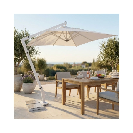 Ombrellone palo bianco laterale 3x4 mt Beige - Venere -1