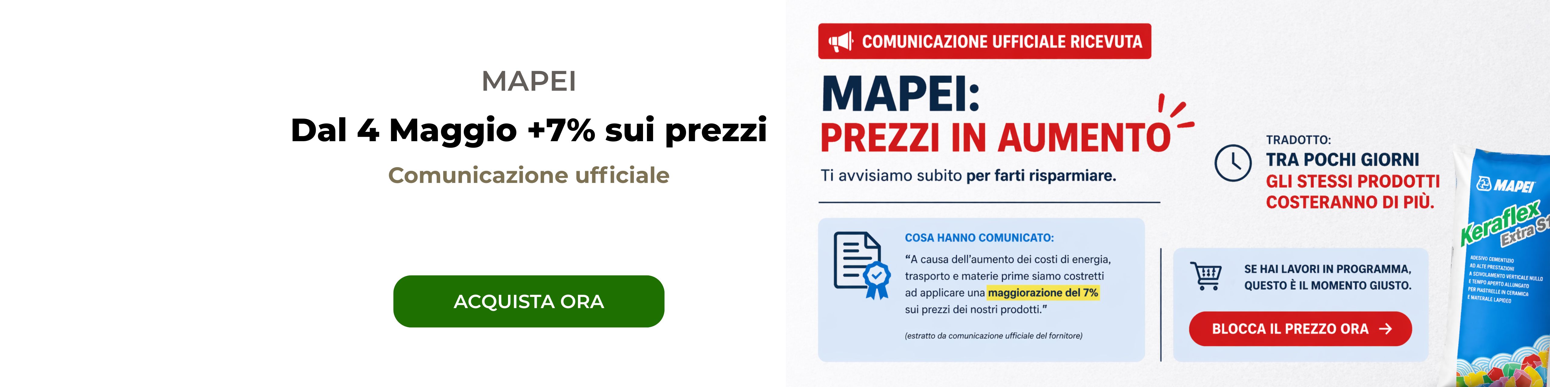 Mapei prezzi bloccati