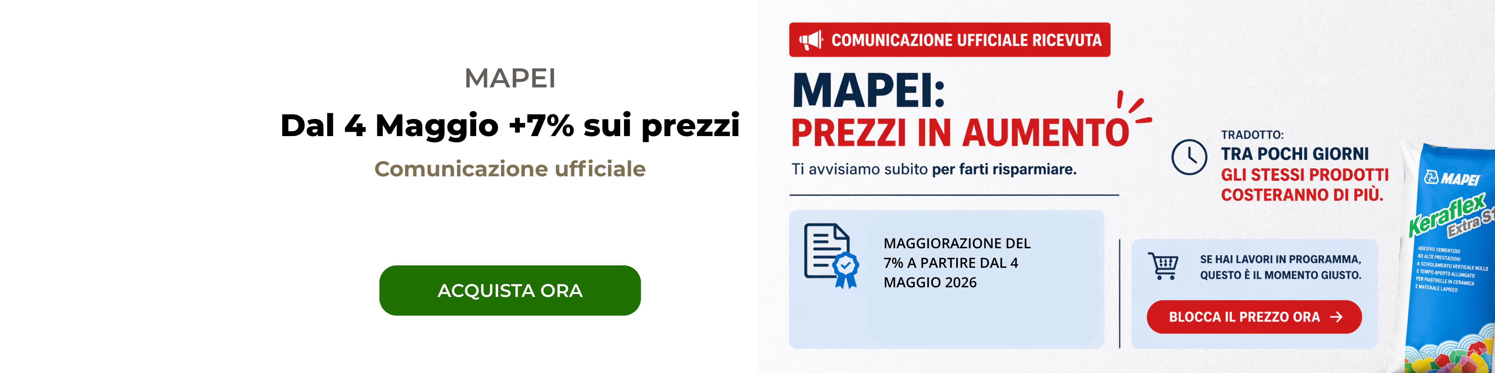 Mapei prezzi bloccati