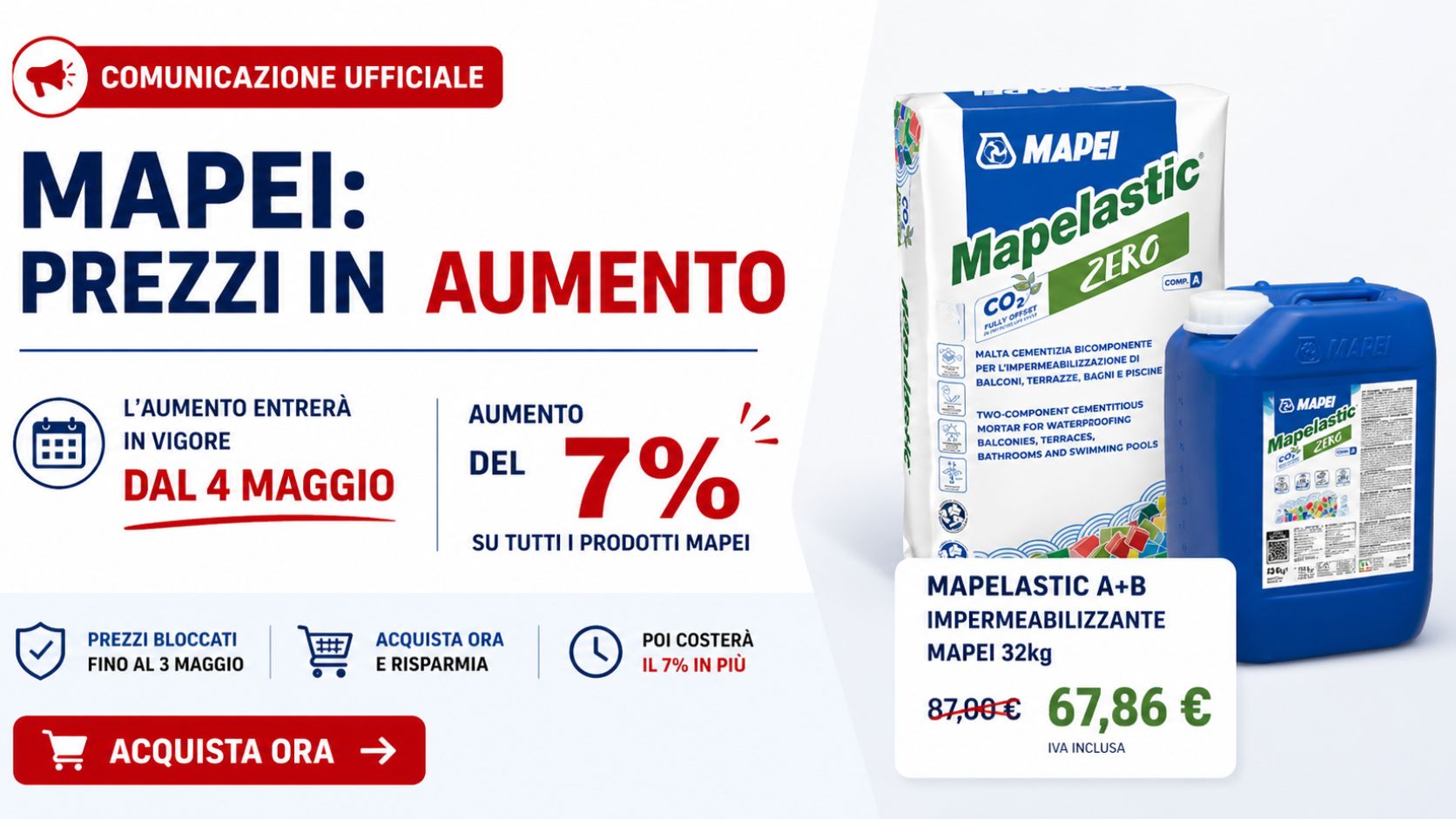 mapei prezzi bloccati